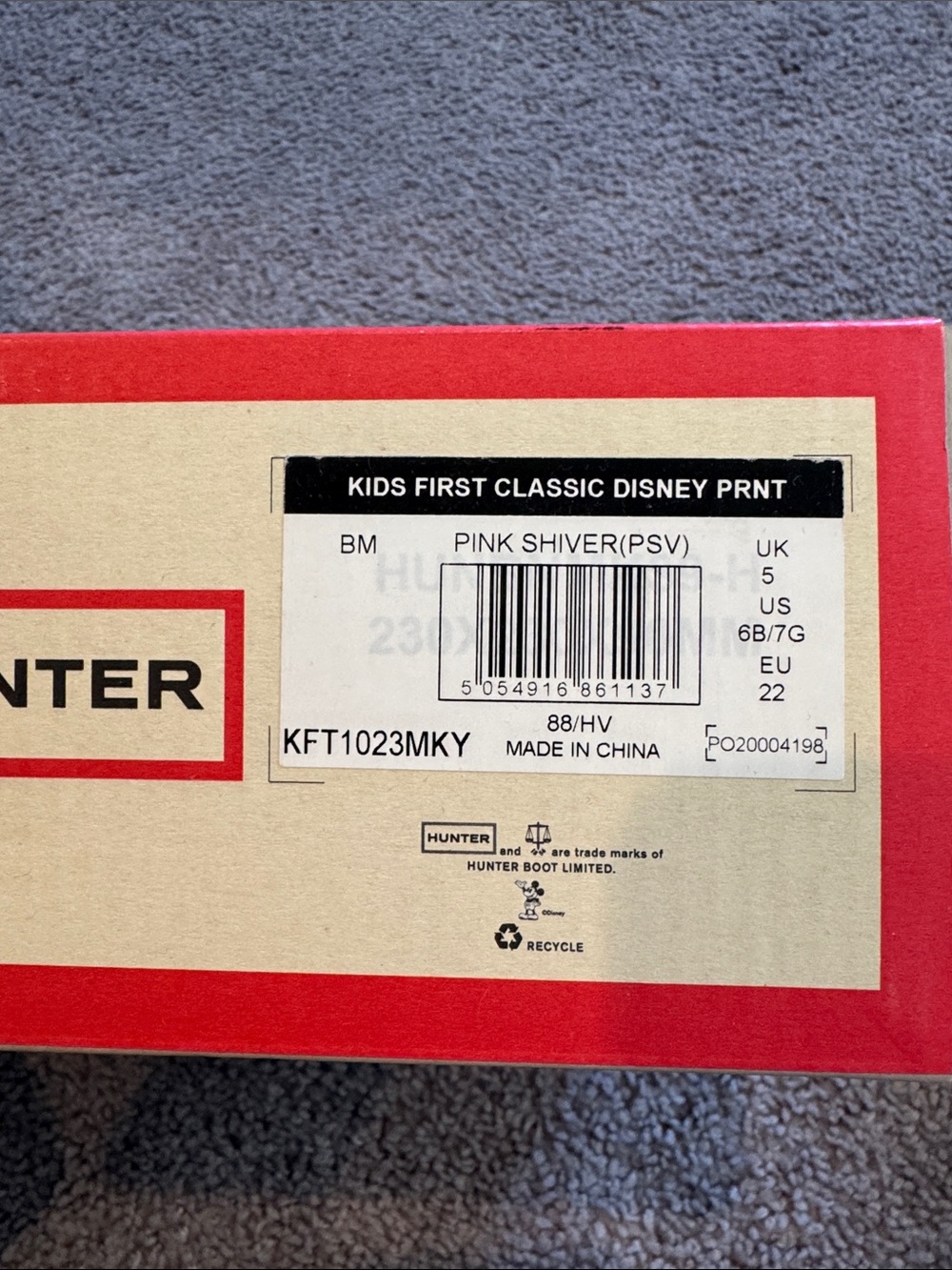Hunter x Disney Pink Mickey Mouse Rain Boots - Size 6B / 7G - Picture 4 of 5